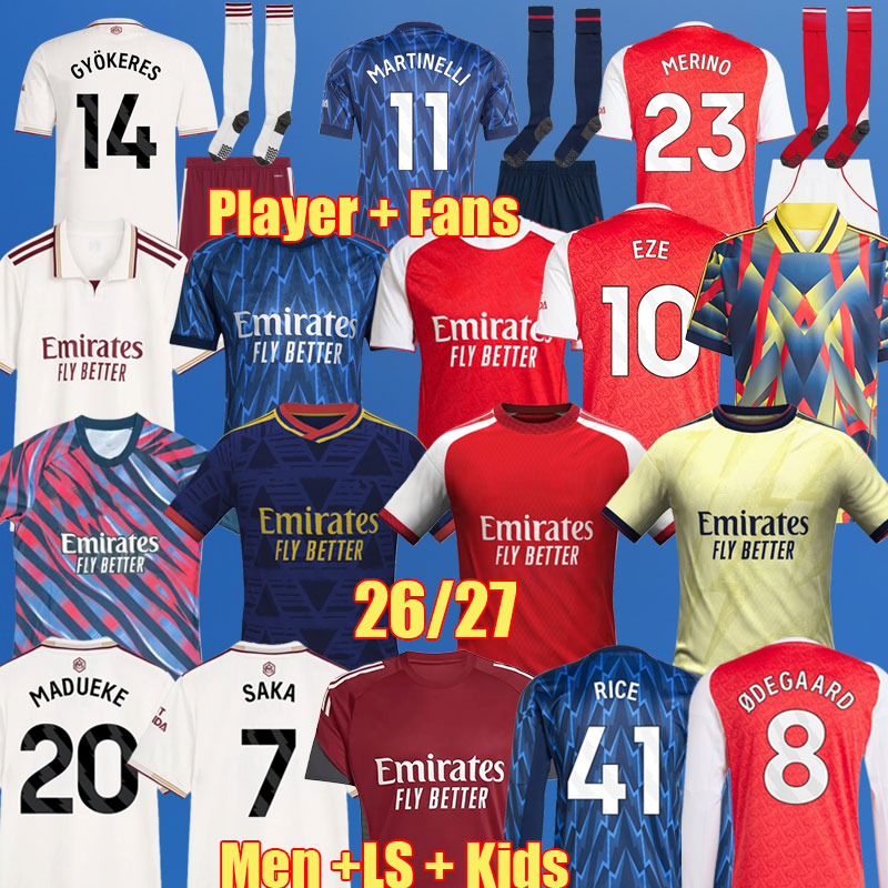 Aarsenall 25 26 27 EZE RICE HAVERTZ soccer jerseys ARSen Gunners SAKA 2025 2026 LEWIS SKELLY ODEGAARD Fans Player GYOKERES football shirt Men Kids Equipment