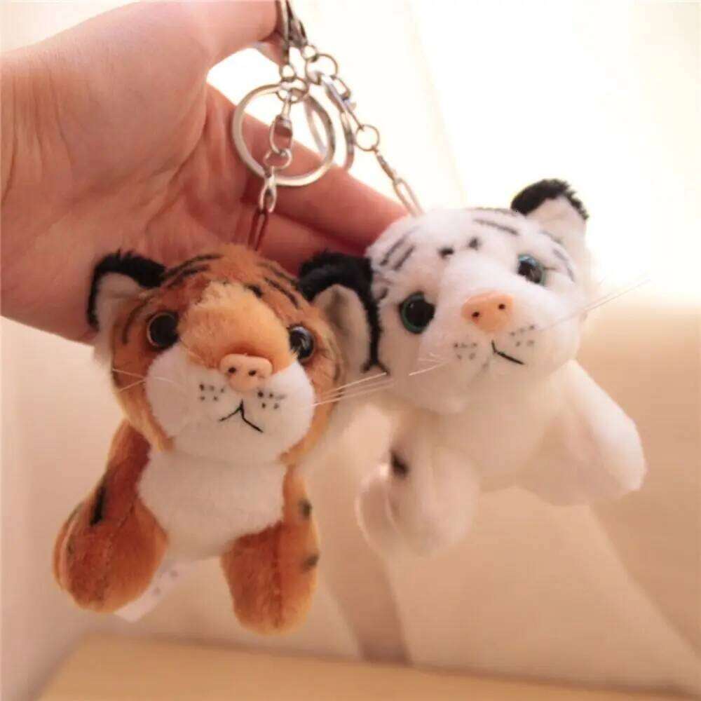 Cartoon Plush Keyring Stuffed Tiger Toy Soft Animal Key Rings Children'S Bag Purse Backpack Wallet Hanging Decoration S260126