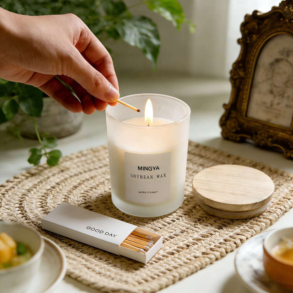 Wooden Lid Creative Ornament Aromatherapy Candle Smokeless Calming Relief for Workplace Professionals Late Night Rescue Sense of Farewell to Anxiety Y