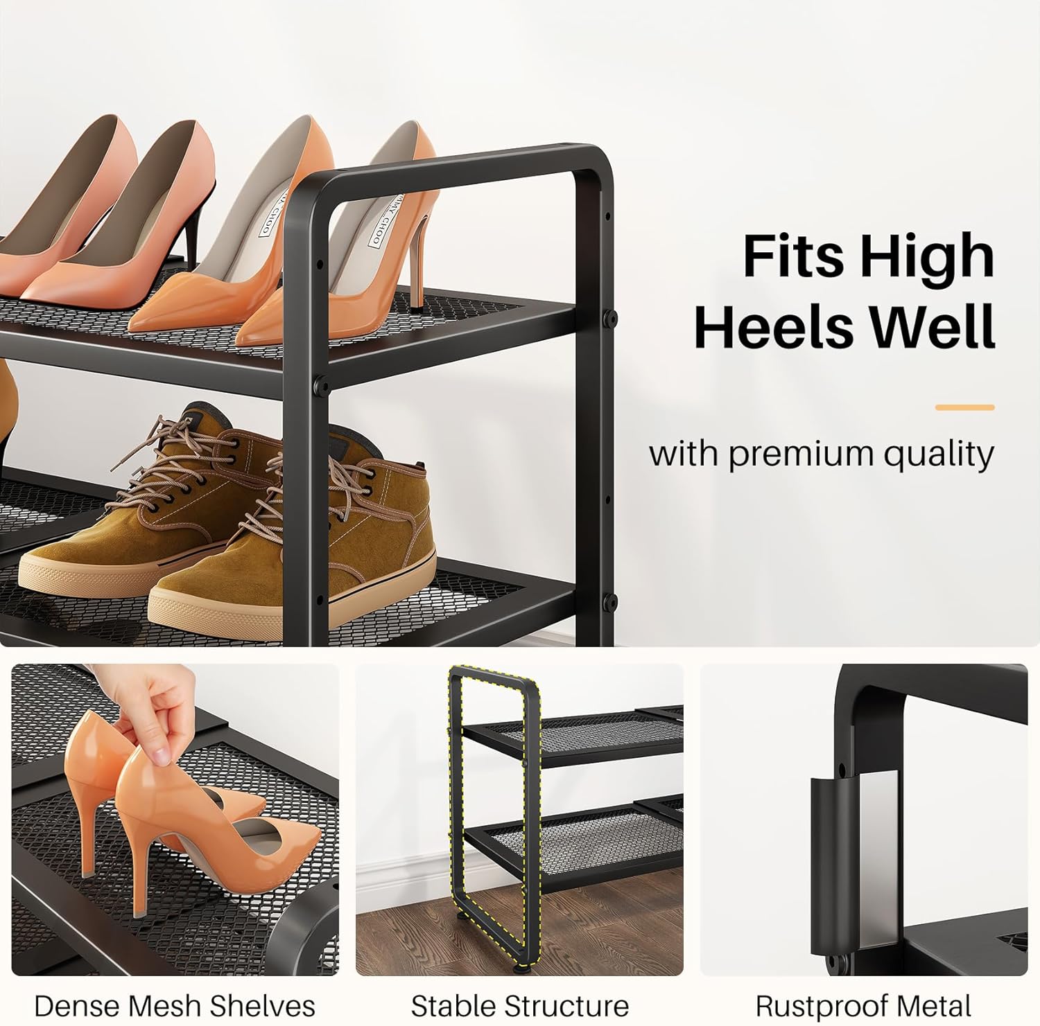 SNTD Shoe Rack - Expandable Shoe Organizer for Closet, Adjustable Metal Shoe Shelf Storage