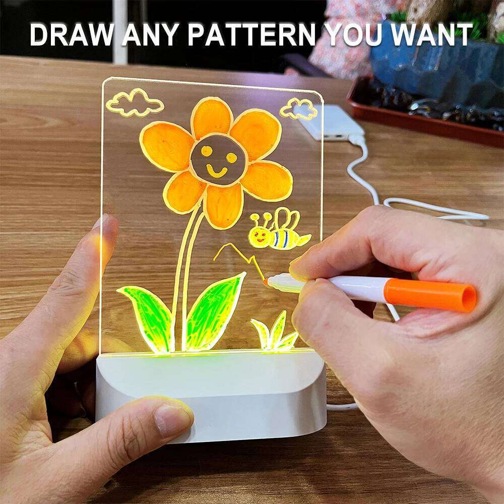LED Lights Acrylic Message Erasable USB Drawing Board Bedroom Night Light Birthday Gift Z260127