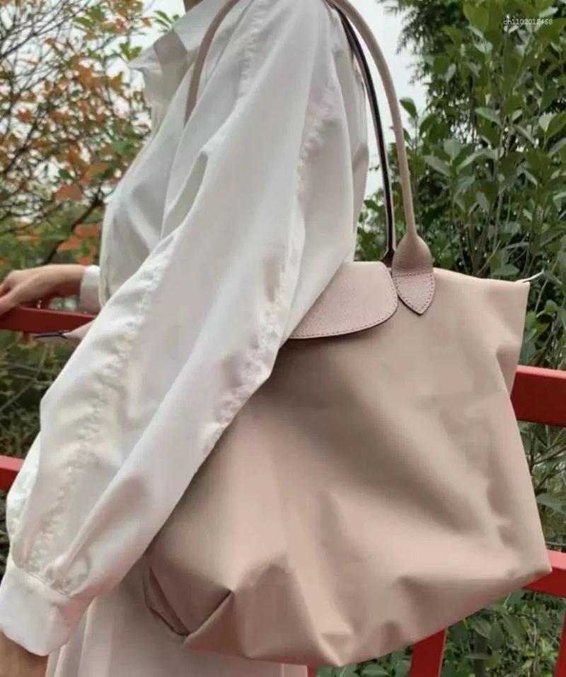 Cosmetic Bags 2026 Women Foldable Hobos Nylon Handbag Classics Lady Embroidered Shoulder Short And Long Handles