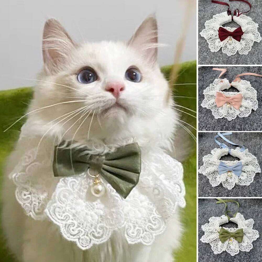 Collar 1Pc Bow Pearl Scarf Thin Pet & Clothing Decoration Cat and Wedding Ribbon Dog Necklace Garfield pet supplies