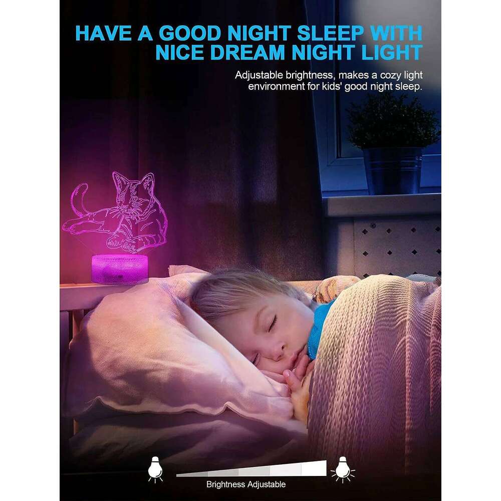 Anime Cat Carton 3D Led Night Light Touch Switch Safe Table Lamp Children Bed Room Decor Birthday&Christmas Gifts for Kids Z260127