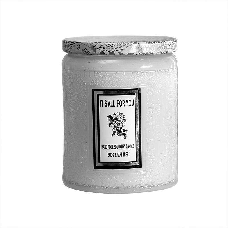 Cross-Border Large Embossed Glass Cup Souvenir Aromatherapy Wholesale Custom Creative Smokeless Fragrance Candle Ornament Y260127