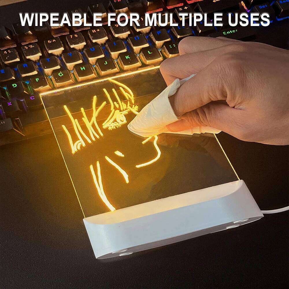 LED Lights Acrylic Message Erasable USB Drawing Board Bedroom Night Light Birthday Gift Z260127