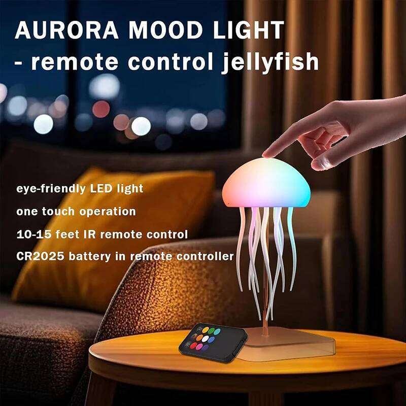 LED Jellyfish Lamp 9 Tentacles 2 Working Modes Ultra Long Battery Life Colour Gradient Light Effects with Remote Control Z260127