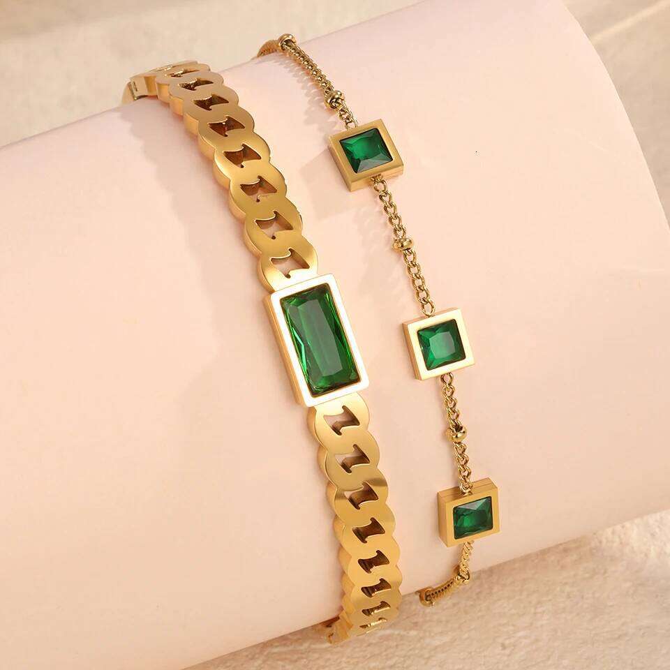 Parties, 10 Steel High-end Emerald Banquets, For Stainless Fashionable Bracelets Suitable Travel Clothes And Jewelry XJ260127 Banquets, Parties,