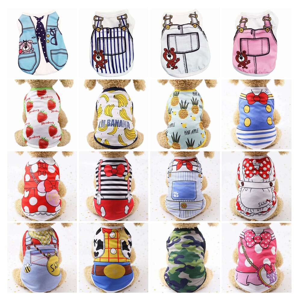Dog Cat Puppy Kitten Pet Cartoon Spring Summer Autumn Cotton Clothes Clothing Vests Coats Jackets Shirt Dresses Costume XJ260127