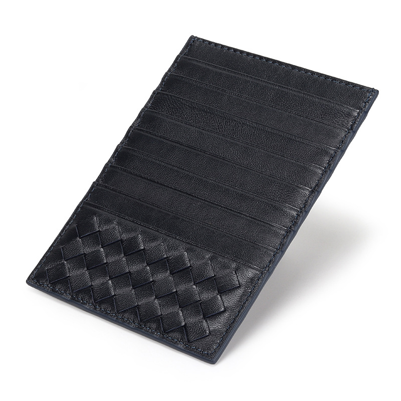 2026 new Woven sheepskin long card holder women's European and American fashion multi-card slot large capacity card case men's card holder f
