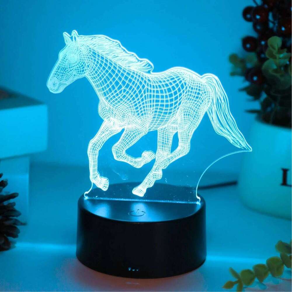 1pc 3D horse - USB powered, touch adjustable, bedroom atmosphere decorative night light and gift. Z260127
