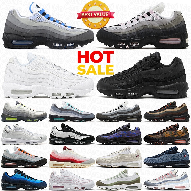 running shoes for men women 95 Greedy 95s Triple White Black mens trainers sports sneakers Grey Neon