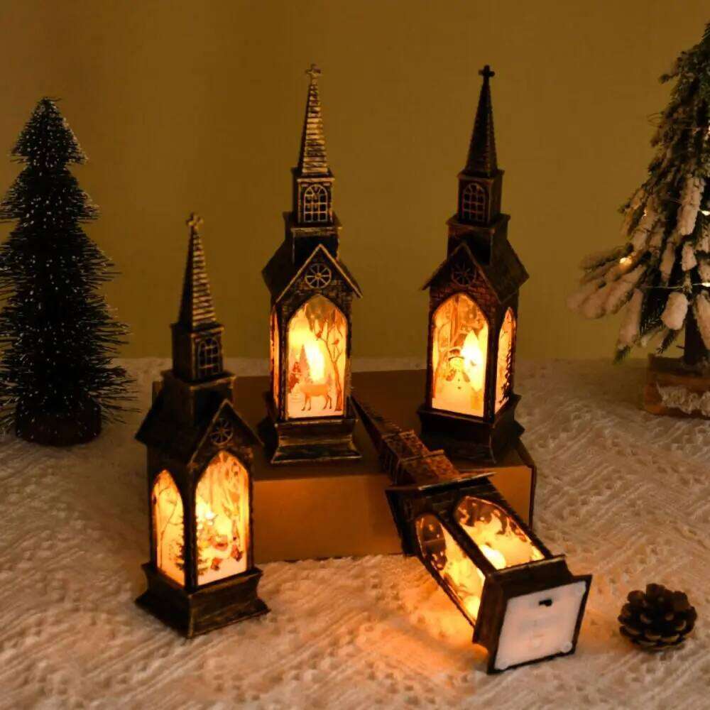 Small Church Christmas LED Night Ligh Elk Angel Claus Snowman Desk Lamp Santa Decoration Xmas Gifts Z260127