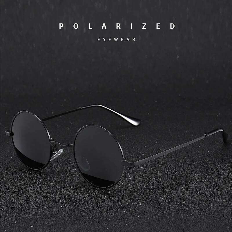 Retro Vintage Round Polarized Sunglasses Men Brand Sun Glasses Women Alloy Metal Frame Black Lens Eyewear Driving UV400 Z260127