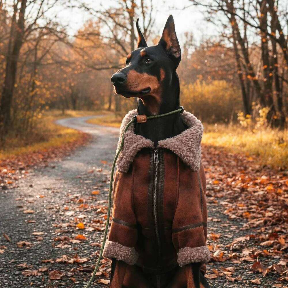 Autumn Winter Large Dogs Fleece-Lined Collared artificial Leather Jacket Personality Dog Coat Golden Retriever Border Collie XJ260127