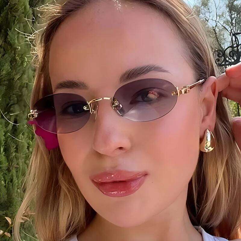 Frameless Oval Personality Luxury Brand Ins Style Summer Sun Protection High-End Fashion Sunglasses UV400 Z260127