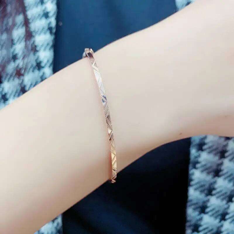 New Design 585 Purple Plated 14K Rose Gold Fine Geometric Bracelet For Women Light Luxury Charm Engagement High Jewelry XJ260127