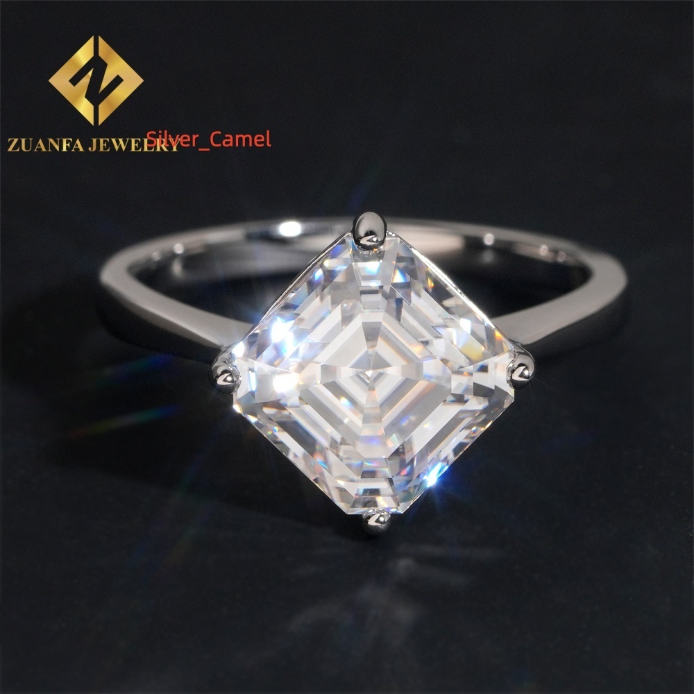Luxury Jewelry Asscher Cut 4ct Moissanite Diamond Ring GRA Certificate Wedding Engagement Jewelry for Women Fine Rings