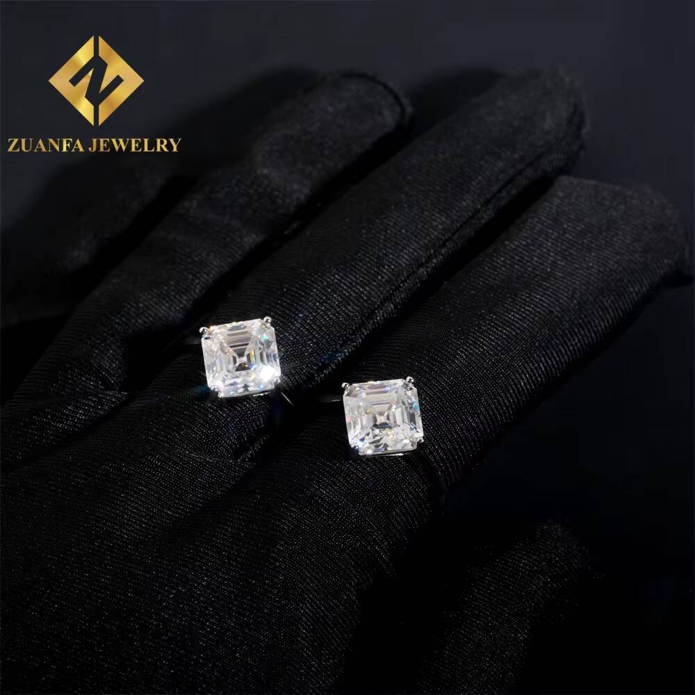 Luxury Jewelry Asscher Cut 4ct Moissanite Diamond Ring GRA Certificate Wedding Engagement Jewelry for Women Fine Rings