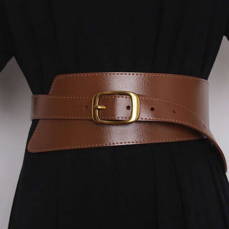 2026 Women's Coat Waistband Genuine Leather Cummerbunds Female Dress Corsets Versatile Waist Belts Decoration Wide Belt 26Y0127