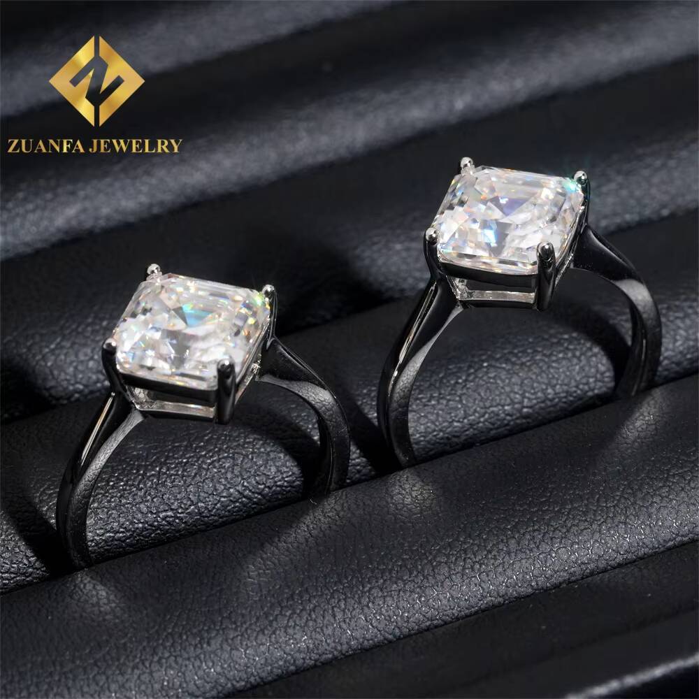 Luxury Jewelry Asscher Cut 4ct Moissanite Diamond Ring GRA Certificate Wedding Engagement Jewelry for Women Fine Rings