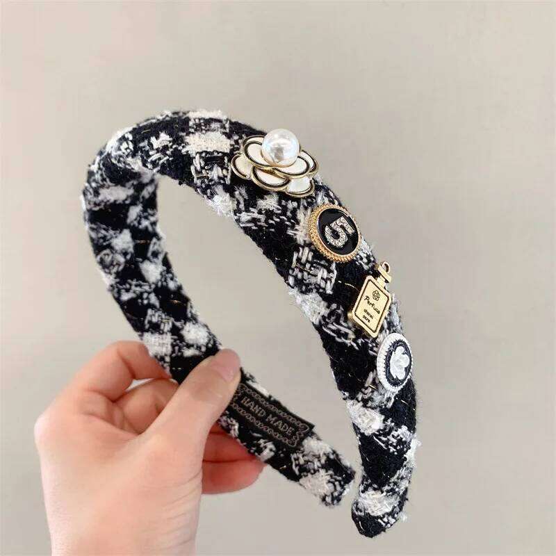Luxury Design Y2k Autumn/Winter Women's Black And White Grid Headband Fashion Hair Accessories - view 6