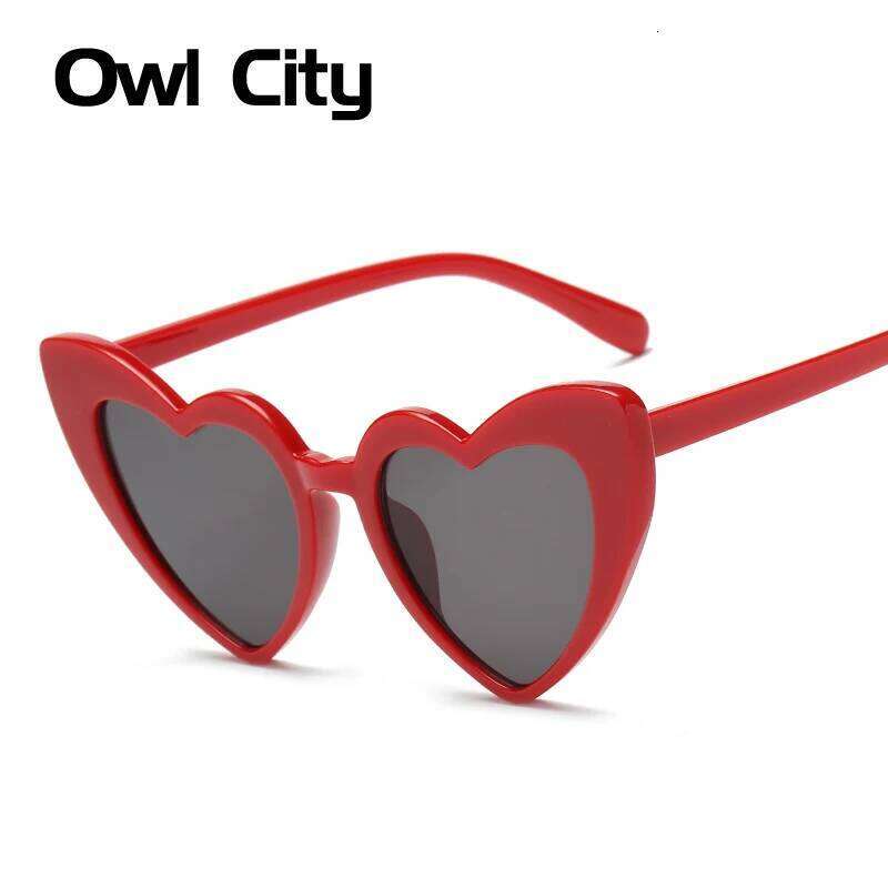 Owl City Heart Sunglasses Women Vintage Red Hearts Shaped Sunglass Ladies Retro Brand Eyewear 90s for Female Shades Z260127