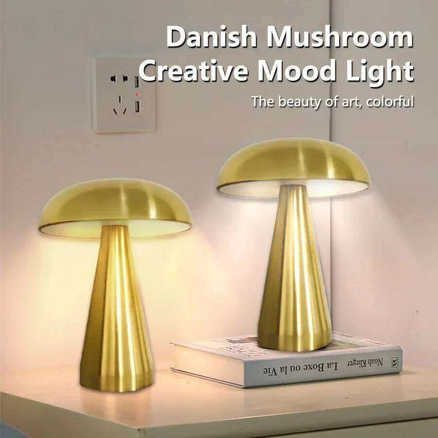 Mushroom Shaped Table Rechargeable LED Night 3 Color Touch Atmosphere Desk Lamp Decorative Light for Bedroom Office Z260127