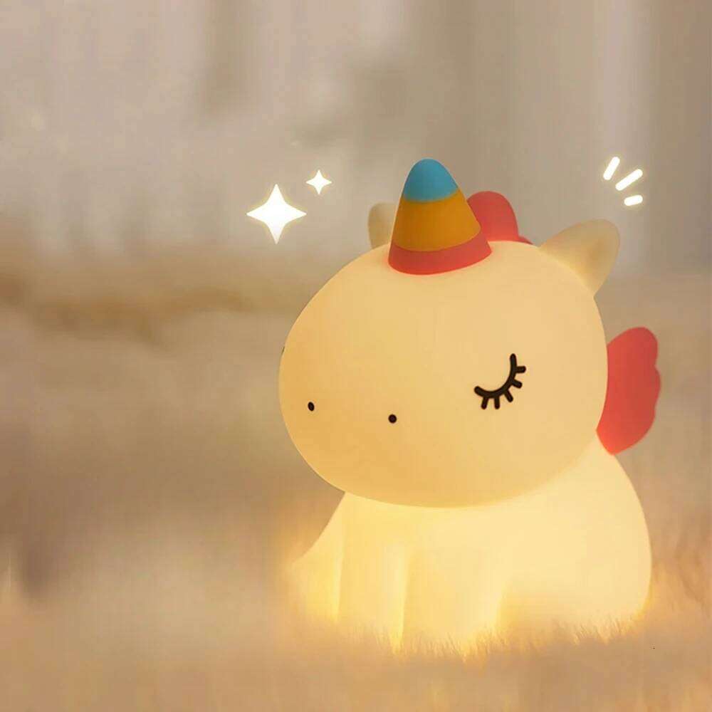 unicorn Cute Silicone LED Light For Kids children USB Rechargeable Cartoon Animal bedroom decor Touch Night Lamp for gifts Z260127