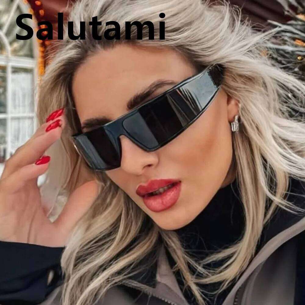 vintage one piece arc rectangle black sunglasses women new fashion brand Y2K sun glasses ladies sexy driving shades men eyewear Z260127