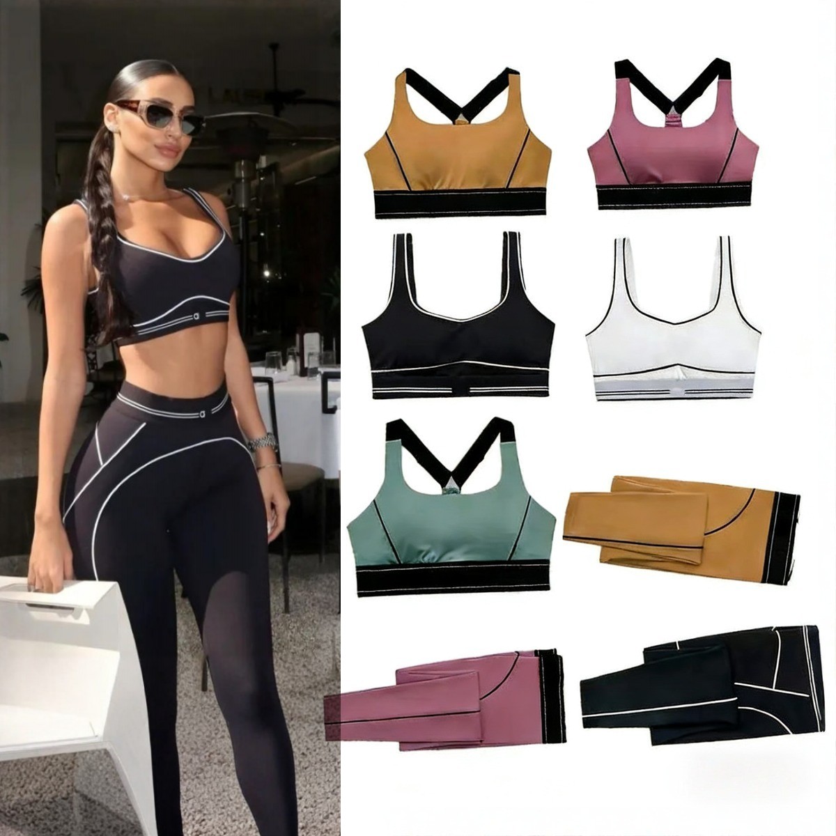 Designer Women Yoga Set Heart Throb Bra+Leggings Yoga Sets Gym Short Sports Outfit Pants Shaping Waist Fitness Jogging Sportswear Running Luxury