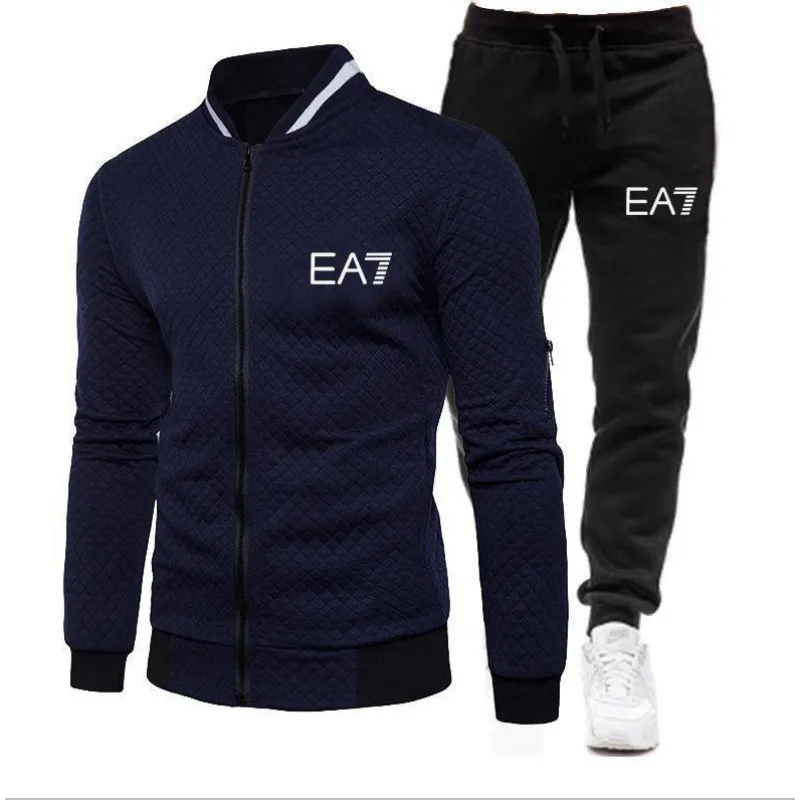 Mens Tracksuit Womens Hoodie Stand Neck Sports Jackets Tracksuits Zip Up Hoodies Sweatshirt Trendy Sportsuits Pant Printed Trousers Men Sportswear Pants Suit EA7
