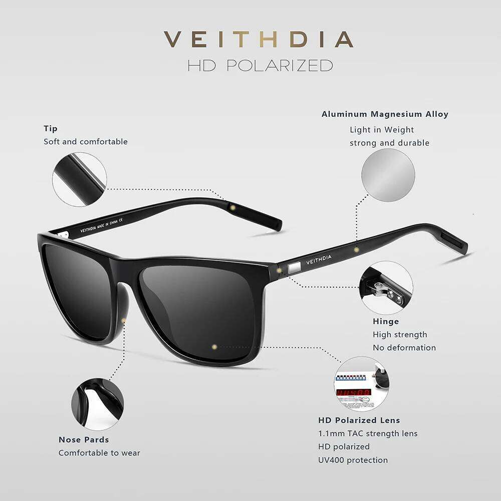 VEITHDIA Sunglasses Pilot Men Brand Driving Fashion Polarized UV400 Lens Unisex Vintage Eyewear Male Glasses For Women VT6108 Z260127