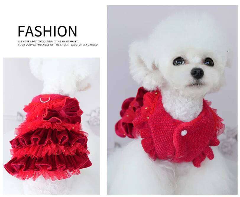 Luxury Coat Autumn Winter Cat Princess Custome Multi-layer Pleated Clothing for Small Dog Pet XJ260127