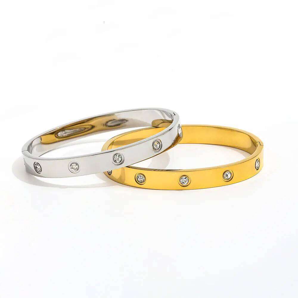 Joolim Jewelry High End PVD Wholesale Waterproof&No Fade Fashion Rhinestone Pave Bangle Stainless Steel Bracelet for Women XJ260127