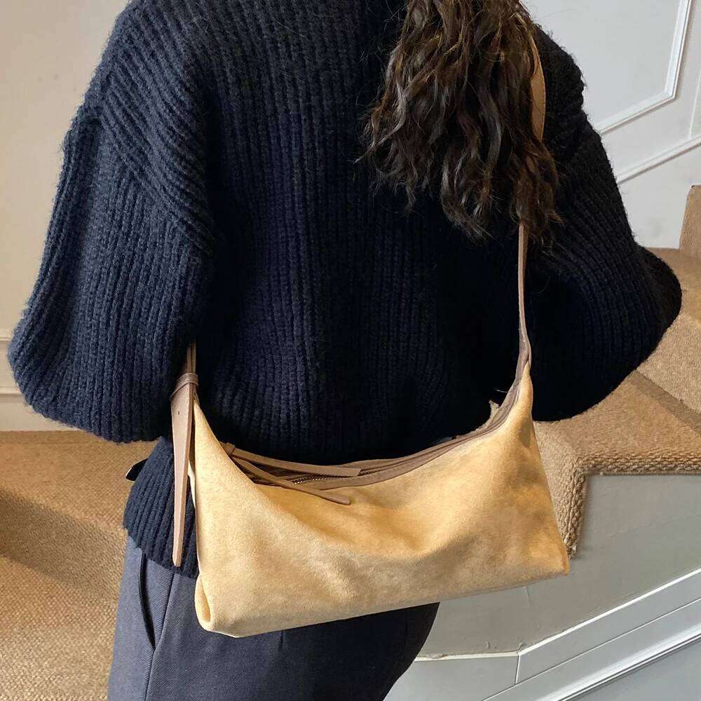 Niche Design Retro Versatile Faux Suede Underarm New Korean Style Fashion Texture Single Shoulder Women's Bag