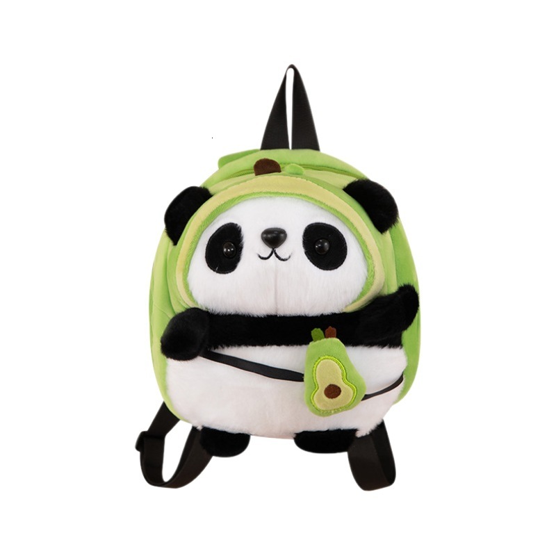 New Plush Toy Handsome Children's Panda Doll Avocado Strawberry Backpack Wholesale