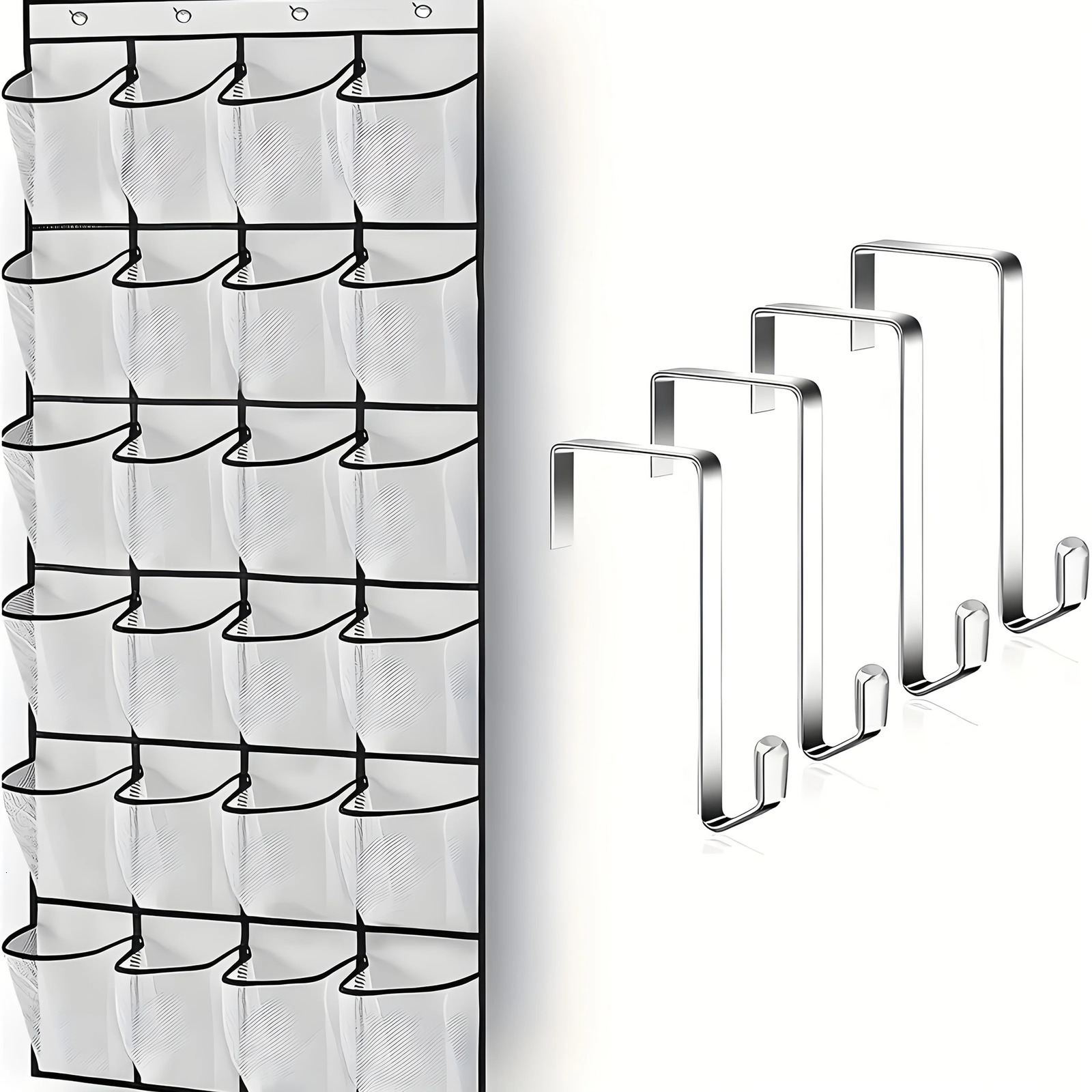 Over the Door Shoe Organizer 24 Large Breathable Mesh Pockets Space Saving Hanging Storage Holder Closet Rack Hanger Holds 260127