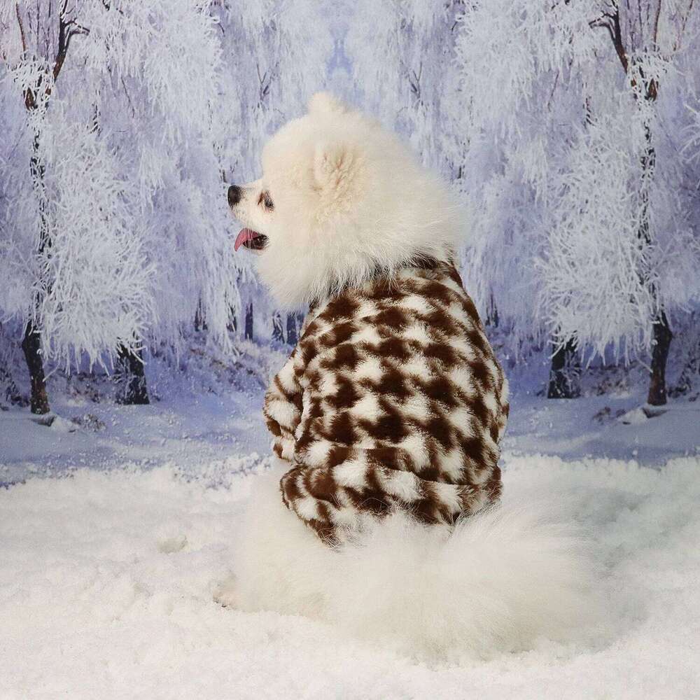 Pet Fuzzy Coat Cat Puppy Clothes Classic Houndstooth Pattern Sweatshirt Dog Plush Outfits Autumn Winter For Small Me