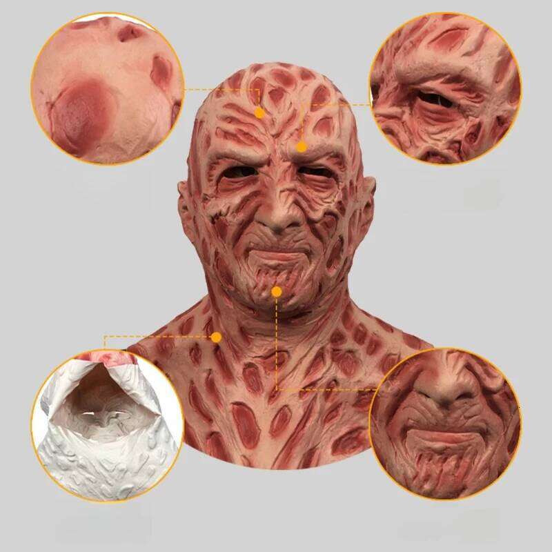 Halloween Fdy Mask Funny Movie A Nightmare on Elm Street Horror Party Cosplay Costume Prop Latex dress 26Y0127