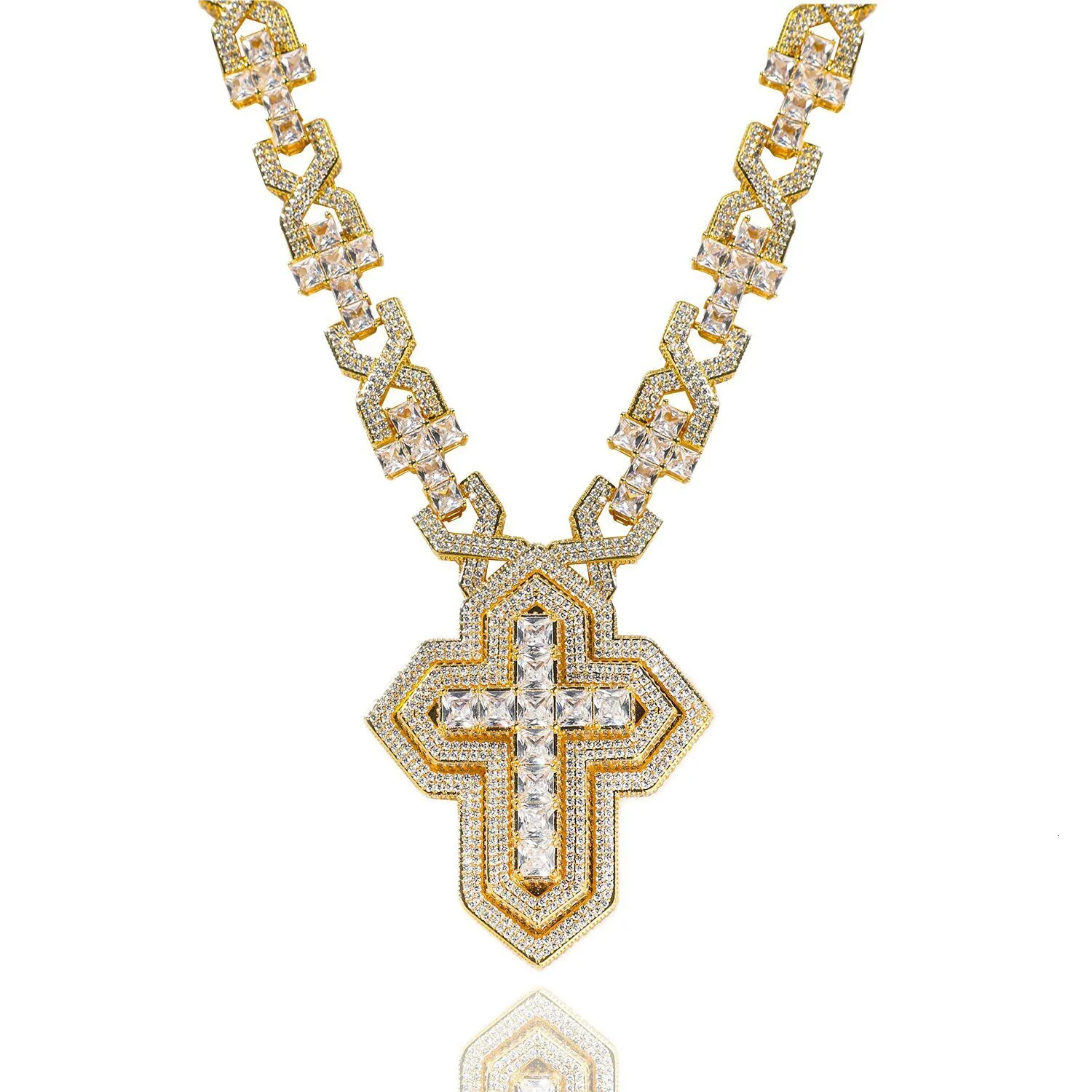 2026 new style Luxury Moissanite Cross Pendant Hiphop Princess Cut Custom Chain 925 Sterling Silver Custom Moissanite Pendant