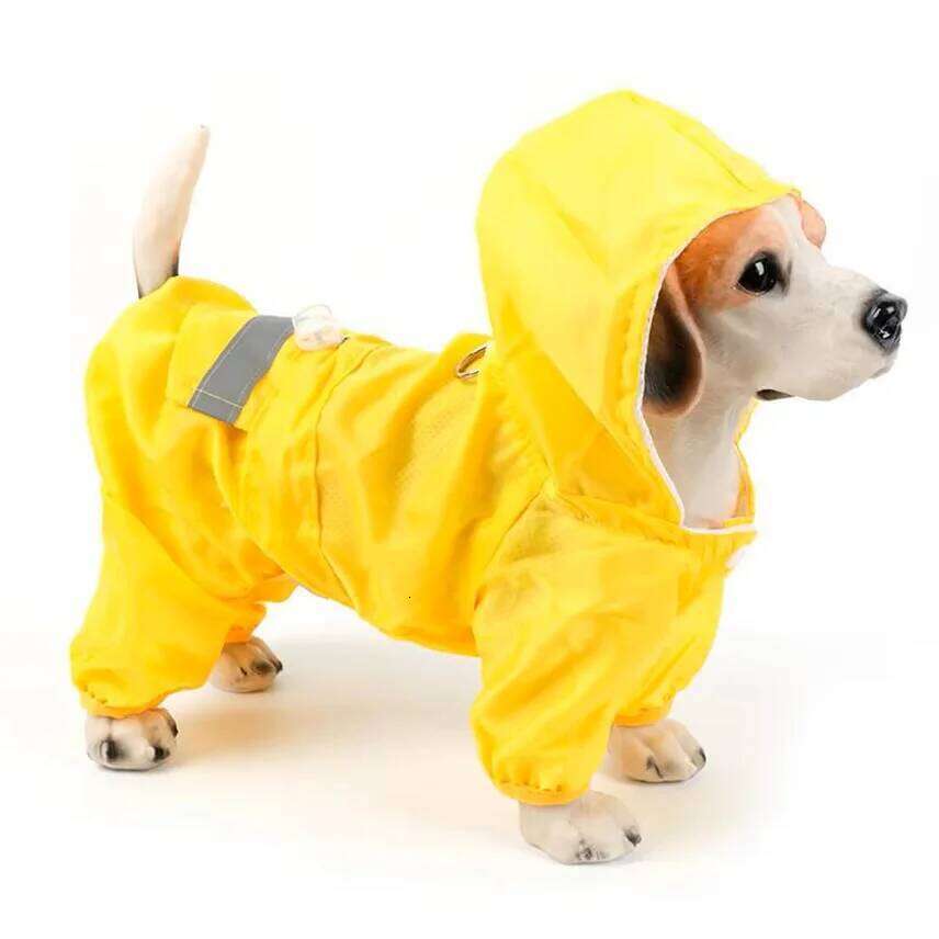 Dog Rain Coat Clothes Puppy Casual Cat Raincoat Waterproof Jacket Outdoor Rainwear Hood Apparel Jumpsuit Pet Supplies XJ260127