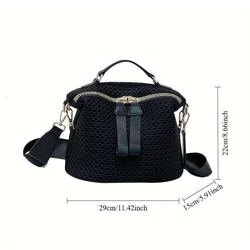 New Women's Crossbody Lightweight and Soft Mesh Bag, High-end Feel Handbag, Casual Large Saddle Bag