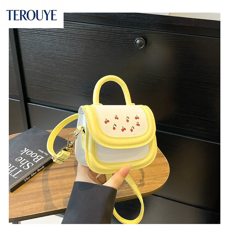 TEROUYE Autumn/Winter New Lychee bag Pattern Fashion Versatile Cute Cartoon Style Small Square Bag Women's Shoulder Bag