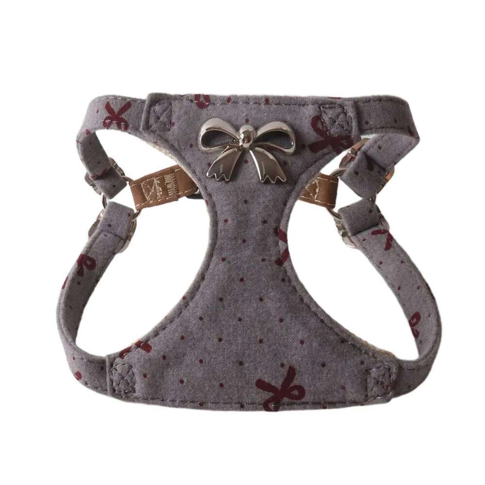 Leash and Denim Dog Set with Metal Bow - Adjustable Vest Harness for Puppy Small Dogs, Pet Supplies pet supplies - & Dogs,