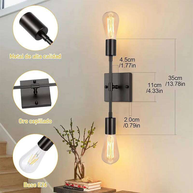 American Double Head Iron Lamp Black Gold E27 Wall Light for Bedroom Living Room Bathroom Aisle Balcony Indoor Decor Sconce Z260127