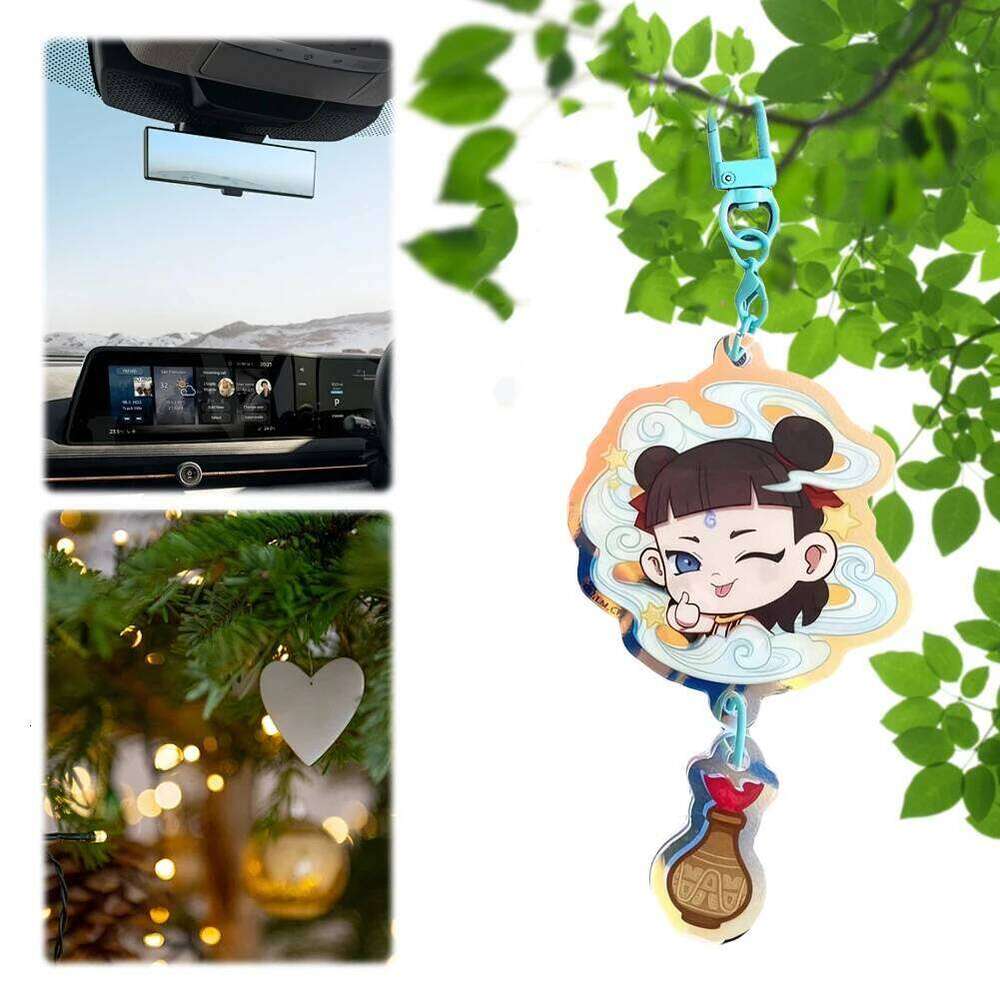 Movies Peripheral Ne Zha Keychain Acrylic Key Ring Car Schoolbag Pendant Gift For Fans Friends S260126