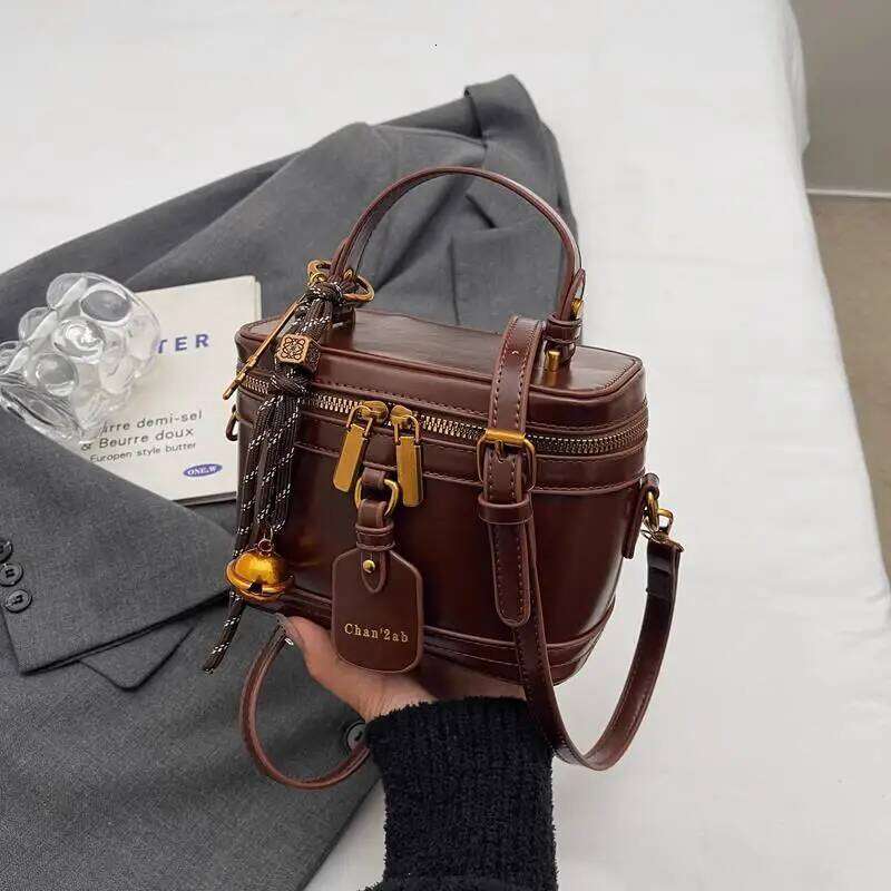 Retro Trendy Handbags Women Autumn and Winter Shoulder Crossbody High-end Small Lipstick Cosmetic Mini Square Bags Ins