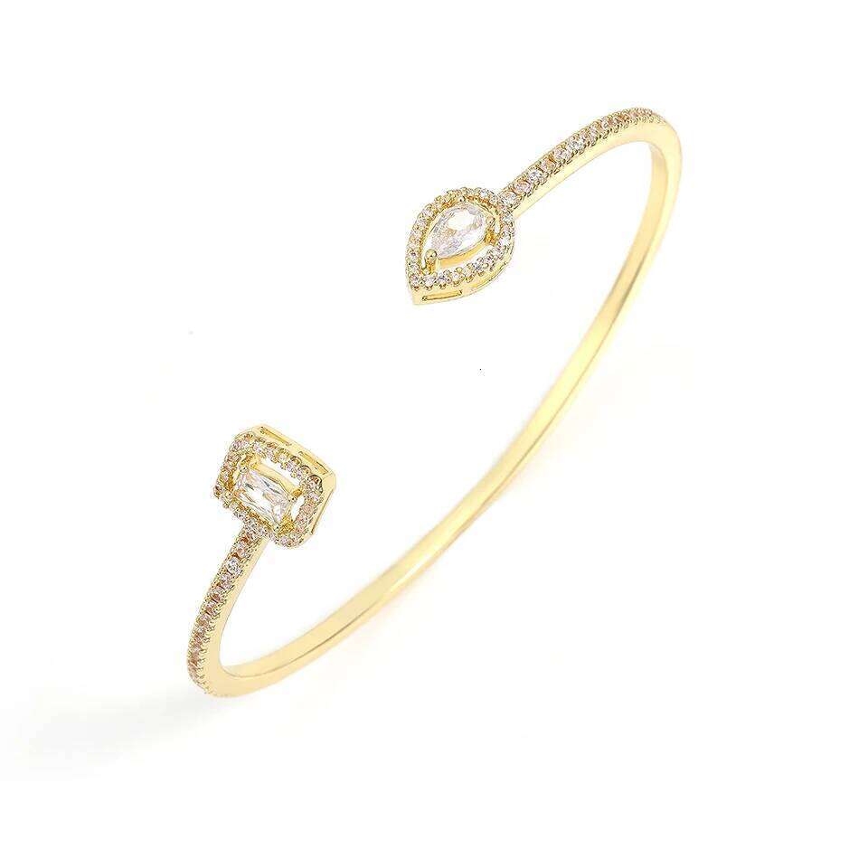 Cuff For Bangles Women Cubic Color 10 Gold Geometry Luxury Fashion Zirconia Bracelets INS Party Everyday Jewlery. XJ260127 Jewlery.