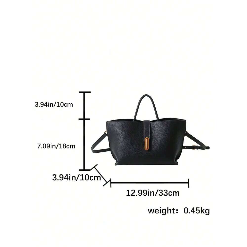 Black Lychee Pattern Handbag Crossbody Single Shoulder Mother-Daughter Bag Set Fashionable Women's Accessory
